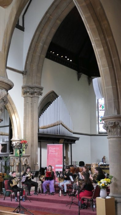 Cor8 performing beneath the organ at St Paul’s Church, Chiswick