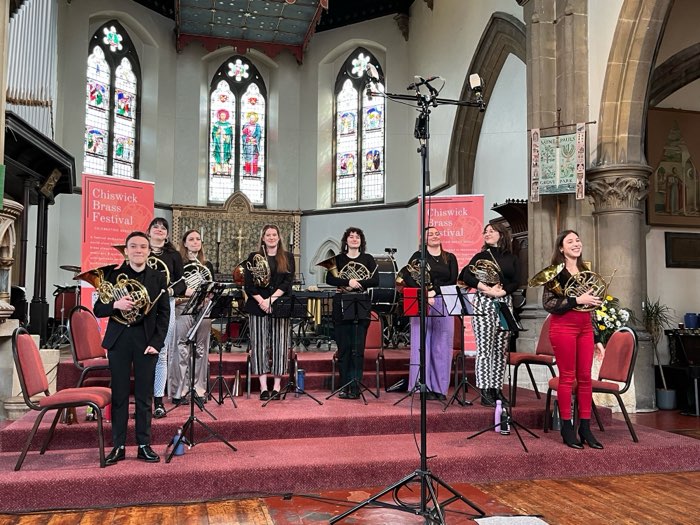 Cor8 at the end of their Chiswick Brass Festival performance